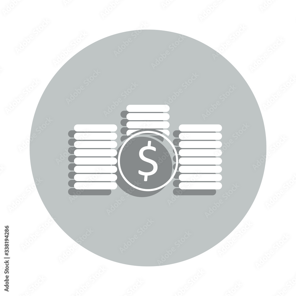 Poster pile of coins badge icon. simple glyph, flat vector of web icons for ui and ux, website or mobile ap