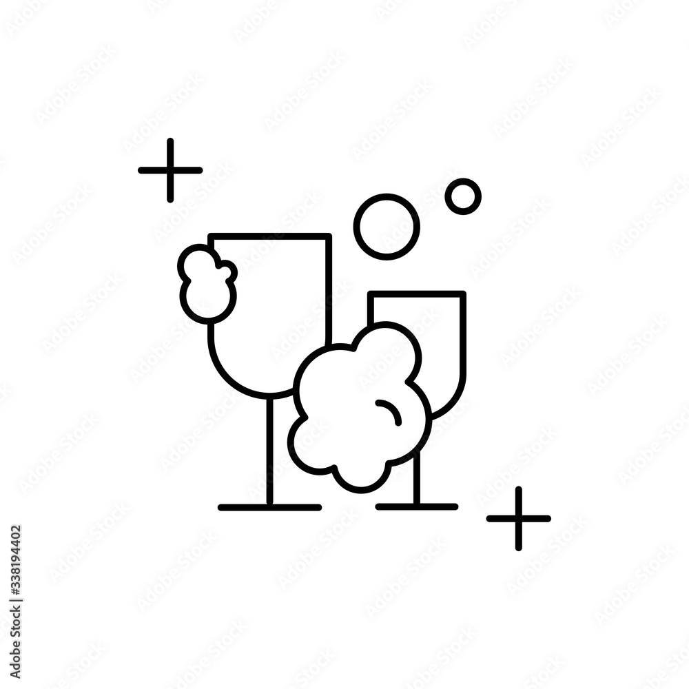 Poster goblet, washing icon. simple line, outline vector elements of housework for ui and ux, website or mo