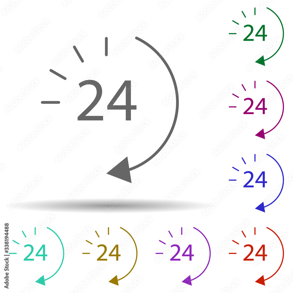 Poster 24 hours delivery multi color icon. simple thin line, outline vector of logistics icons for ui and u