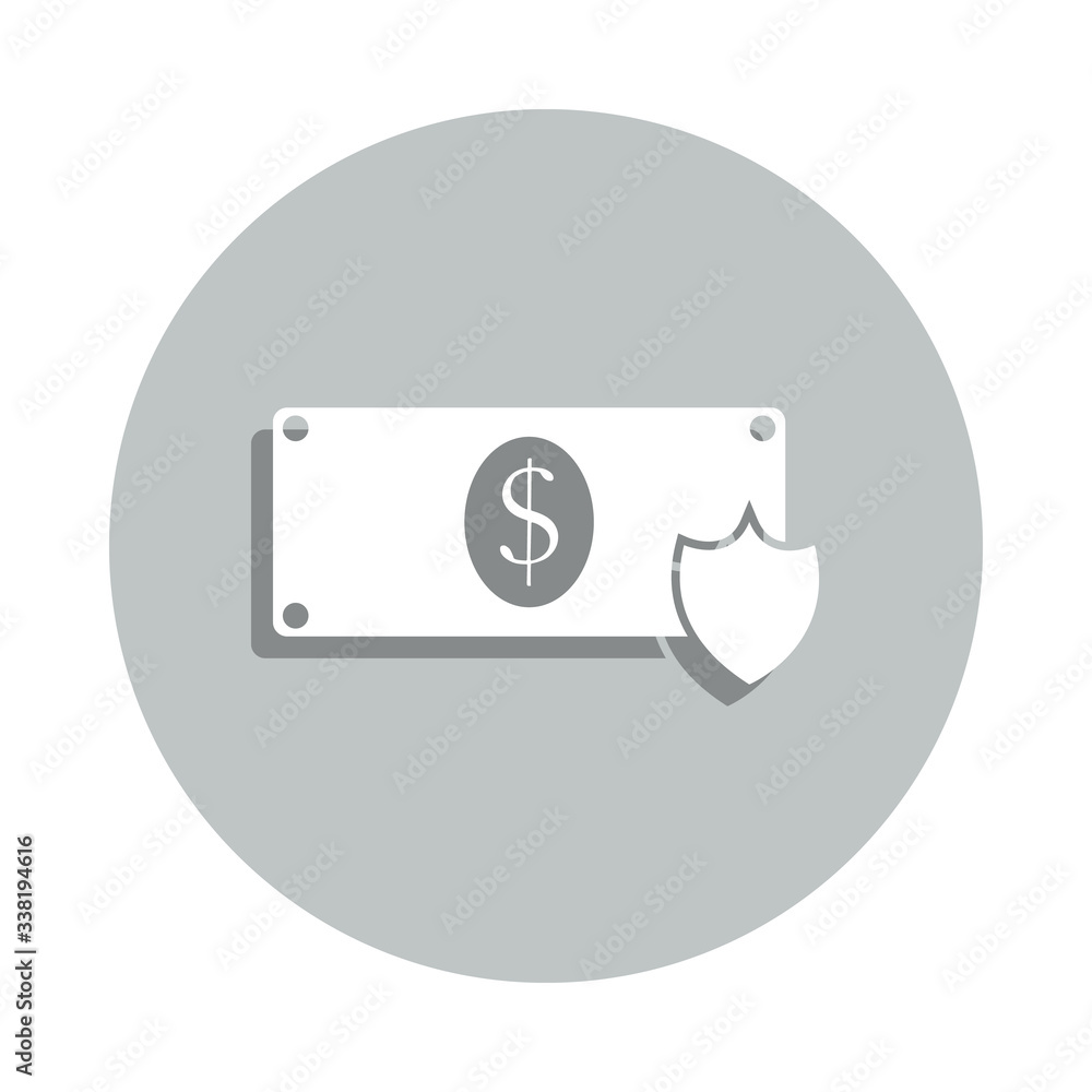 Poster dollar shield badge icon. simple glyph, flat vector of web icons for ui and ux, website or mobile ap