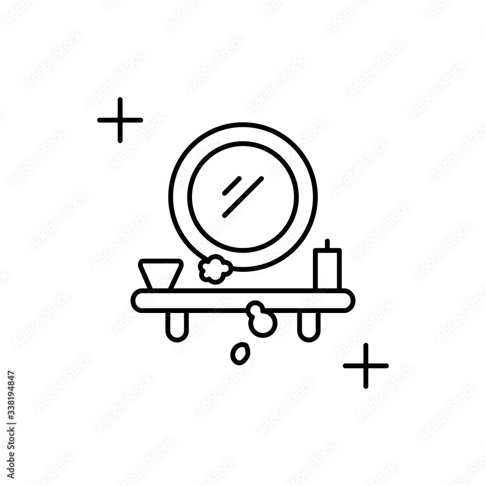 Poster mirror, bath and foam icon. simple line, outline vector elements of housework for ui and ux, website
