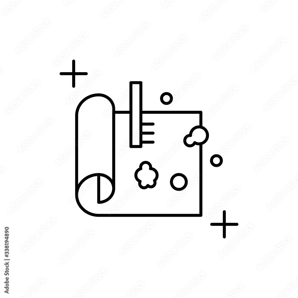 Poster carpet, brush, foam icon. simple line, outline vector elements of housework for ui and ux, website o