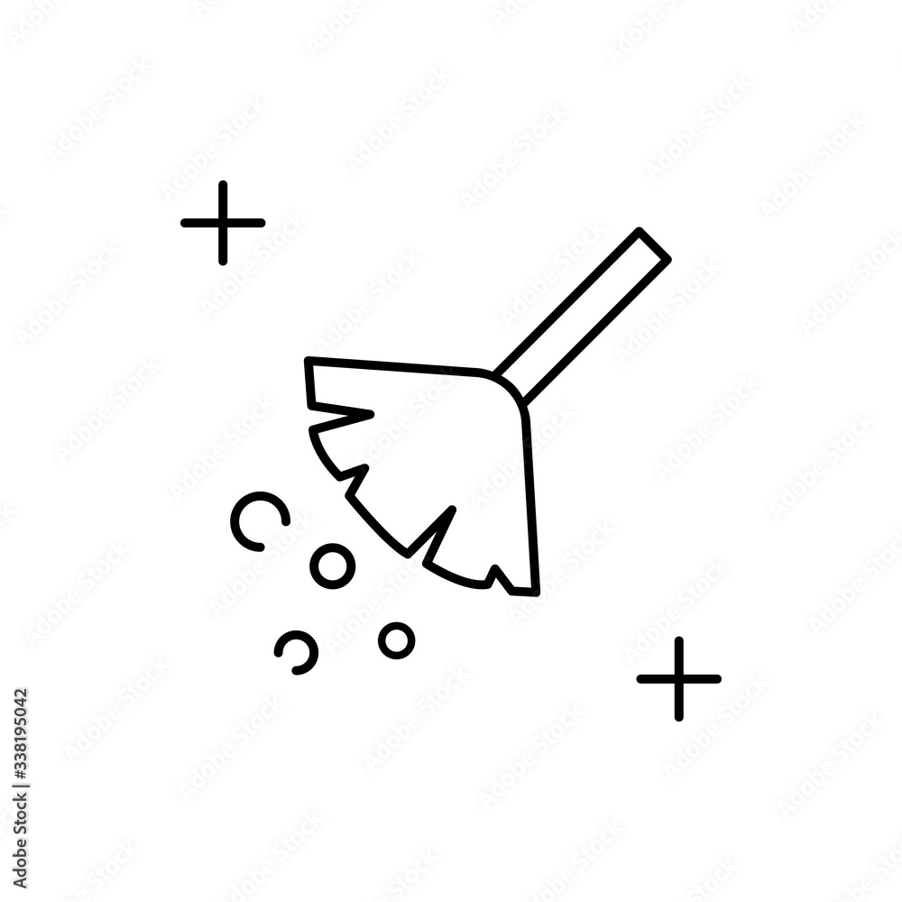 Poster broom, cleaning tool icon. simple line, outline vector elements of housework for ui and ux, website 