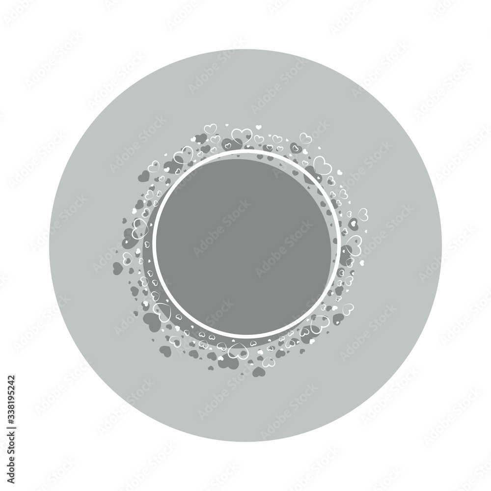 Poster heart round background, hand drawn in round badge icon. simple glyph, flat vector of background for 