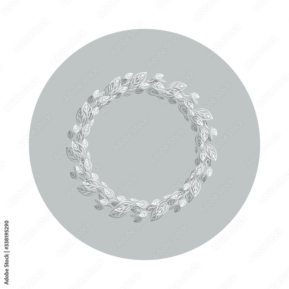 Poster leaf round background, hand drawn in round badge icon. simple glyph, flat vector of background for t