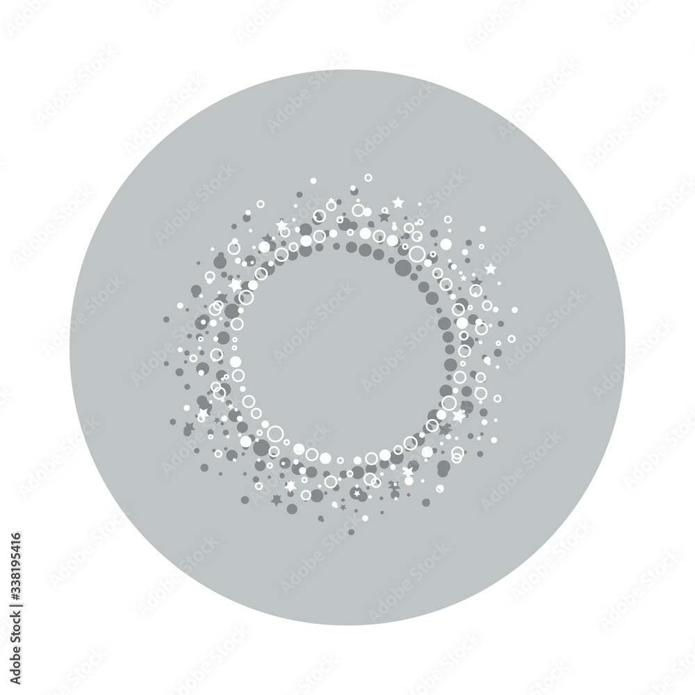 Poster particle round background, hand drawn in round badge icon. simple glyph, flat vector of background f