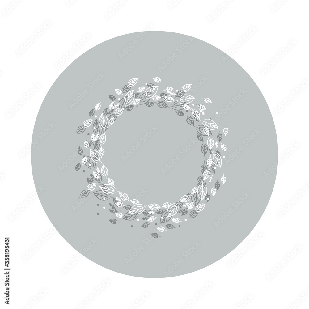 Poster leaf round background, hand drawn in round badge icon. simple glyph, flat vector of background for t