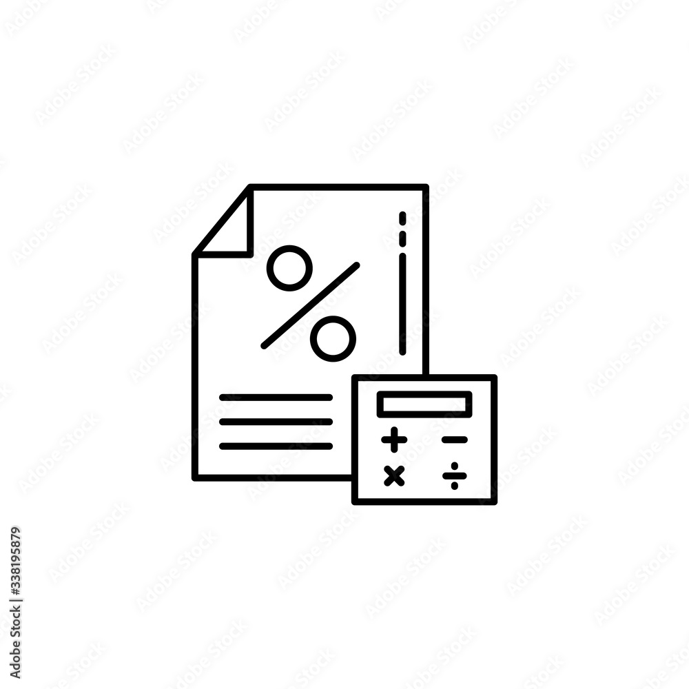 Poster document, percent, calculator icon. simple line, outline vector elements of loan and investment for 