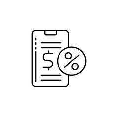 Smartphone, percent, dollar icon. Simple line, outline vector elements of loan and investment for ui and ux, website or mobile application