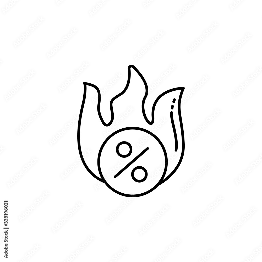 Poster fire, percent icon. simple line, outline vector elements of loan and investment for ui and ux, websi