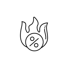 Fire, percent icon. Simple line, outline vector elements of loan and investment for ui and ux, website or mobile application
