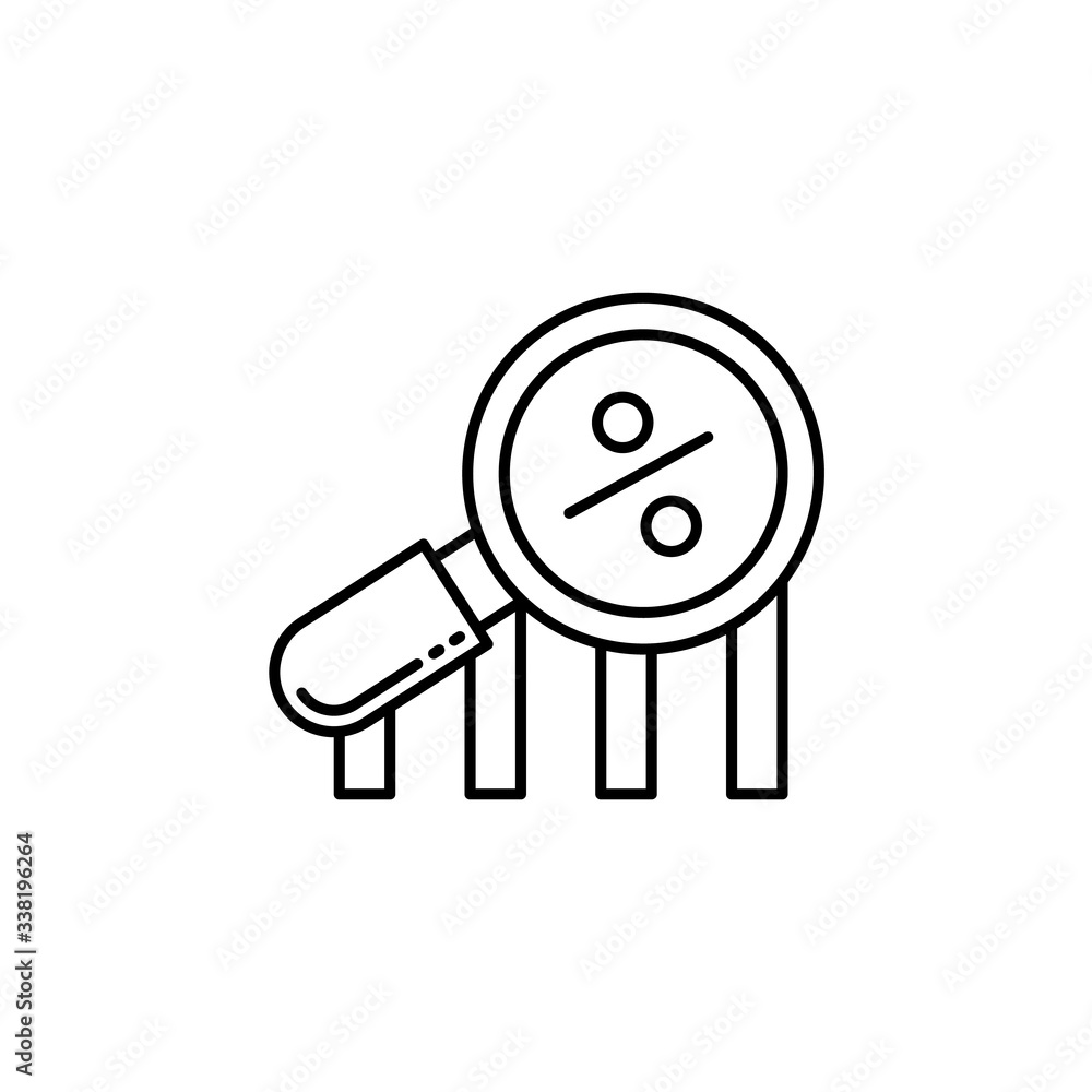 Poster magnifier, percent, chart icon. simple line, outline vector elements of loan and investment for ui a