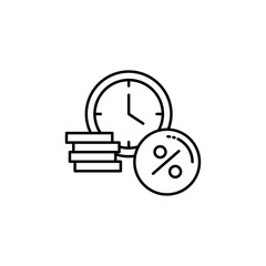 Clock, coin, percent icon. Simple line, outline vector elements of loan and investment for ui and ux, website or mobile application