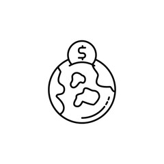 World, coin, dollar icon. Simple line, outline vector elements of loan and investment for ui and ux, website or mobile application