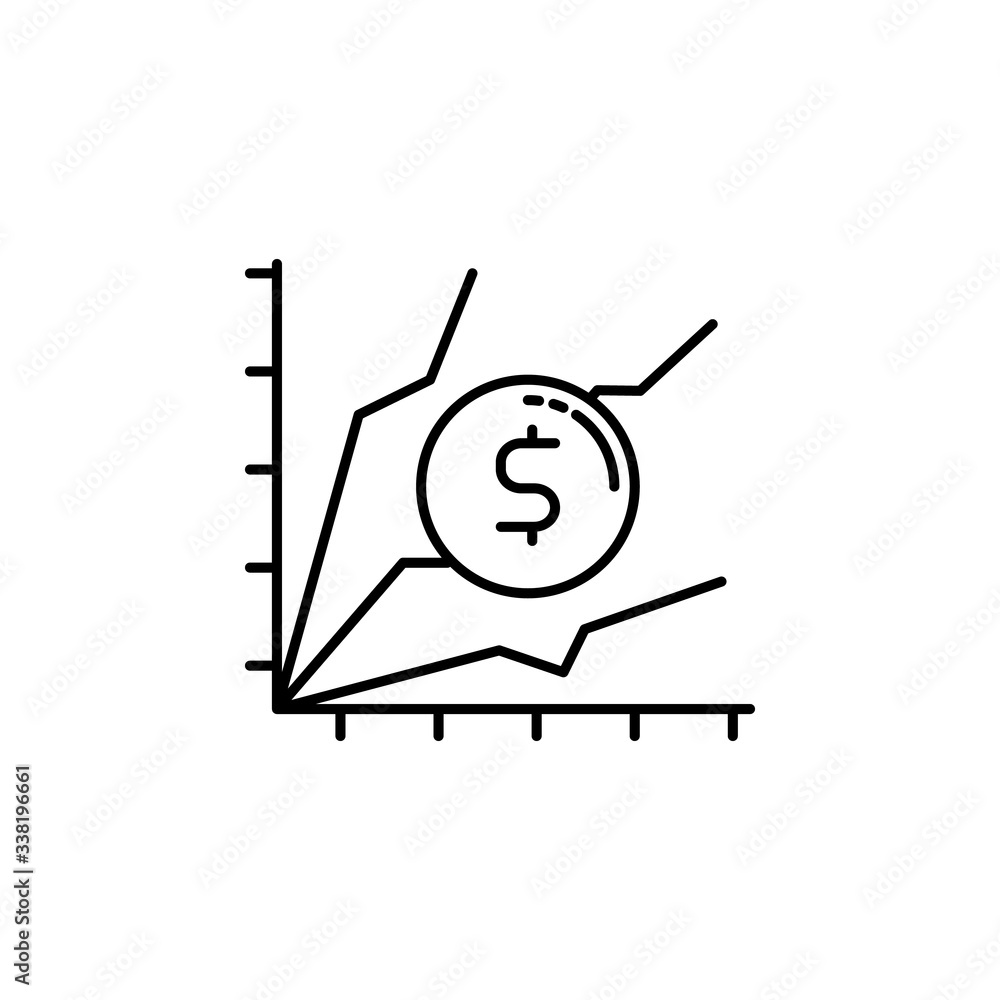 Poster chart, coin icon. simple line, outline vector elements of loan and investment for ui and ux, website