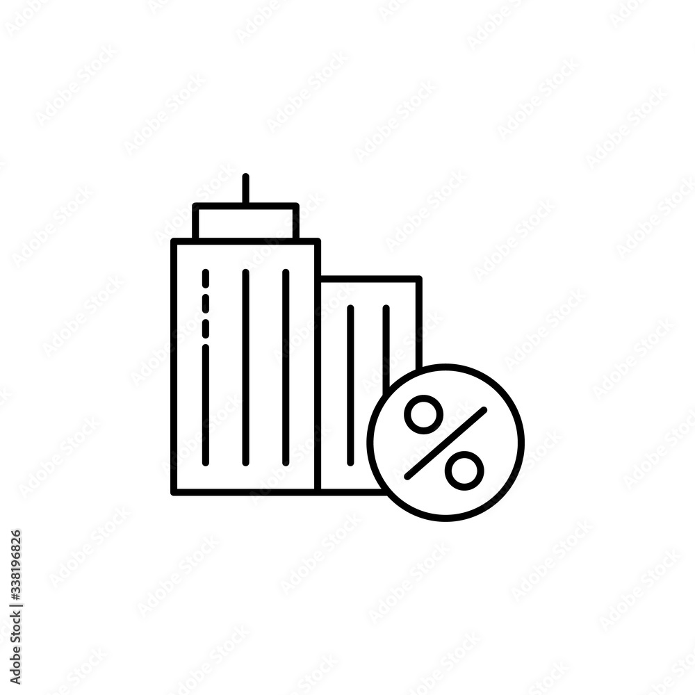 Poster building, percent icon. simple line, outline vector elements of loan and investment for ui and ux, w