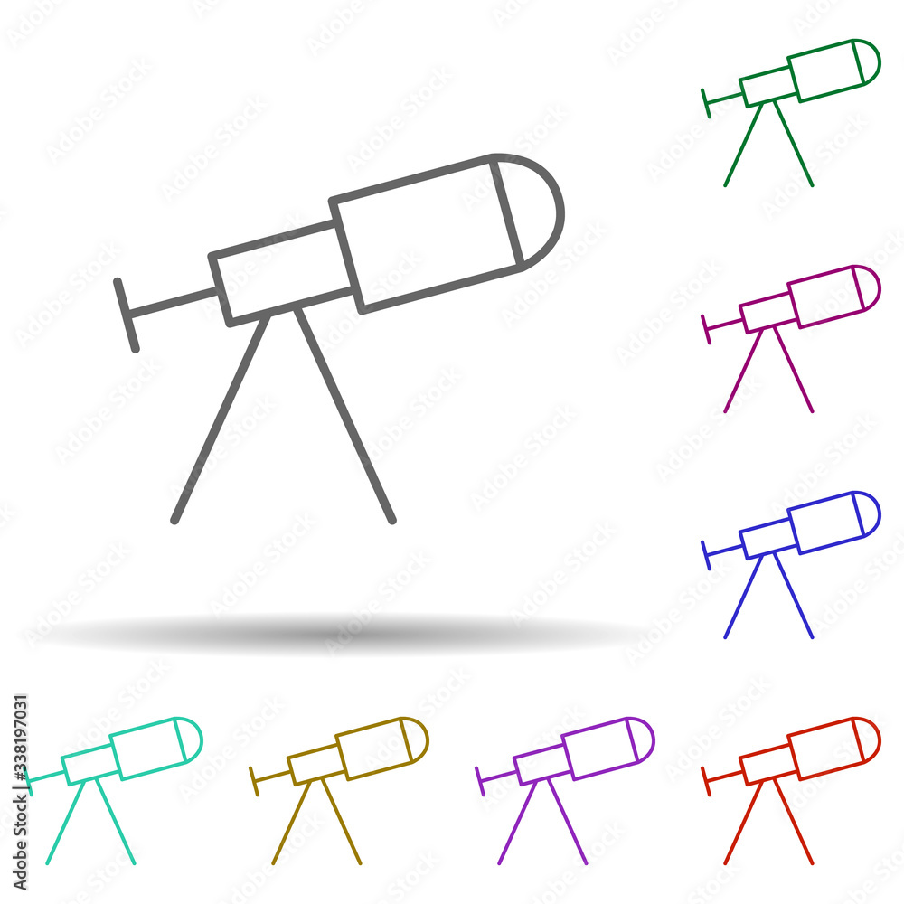 Poster telescope multi color icon. simple thin line, outline vector of school icons for ui and ux, website 