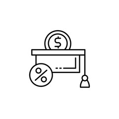 Graduate hat, percent, dollar icon. Simple line, outline vector elements of loan and investment for ui and ux, website or mobile application