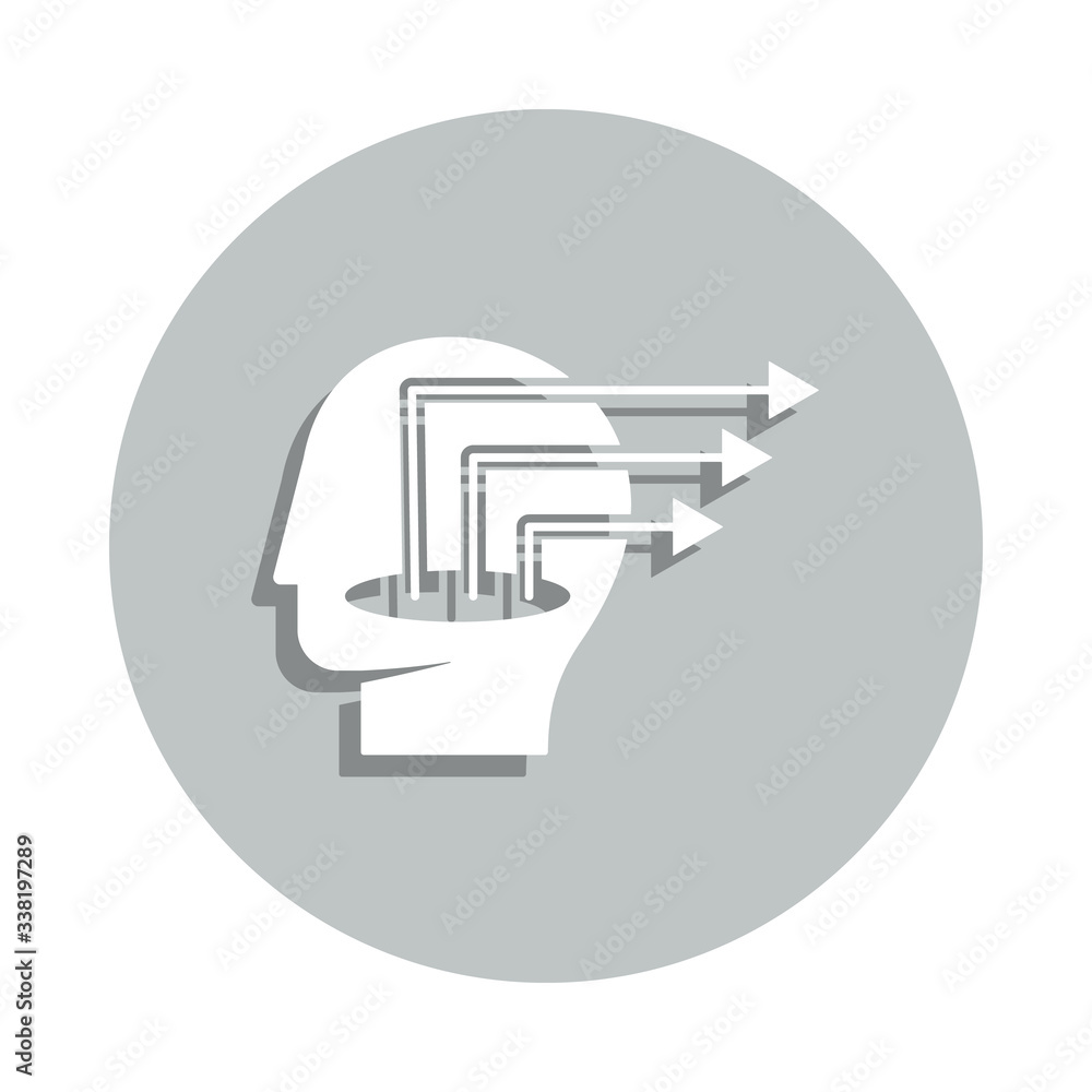 Poster man, had, arrow badge icon. simple glyph, flat vector of business icons for ui and ux, website or mo