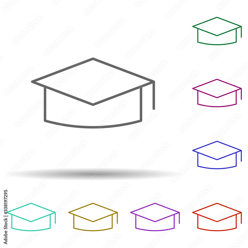 Poster square hat multi color icon. simple thin line, outline vector of school icons for ui and ux, website