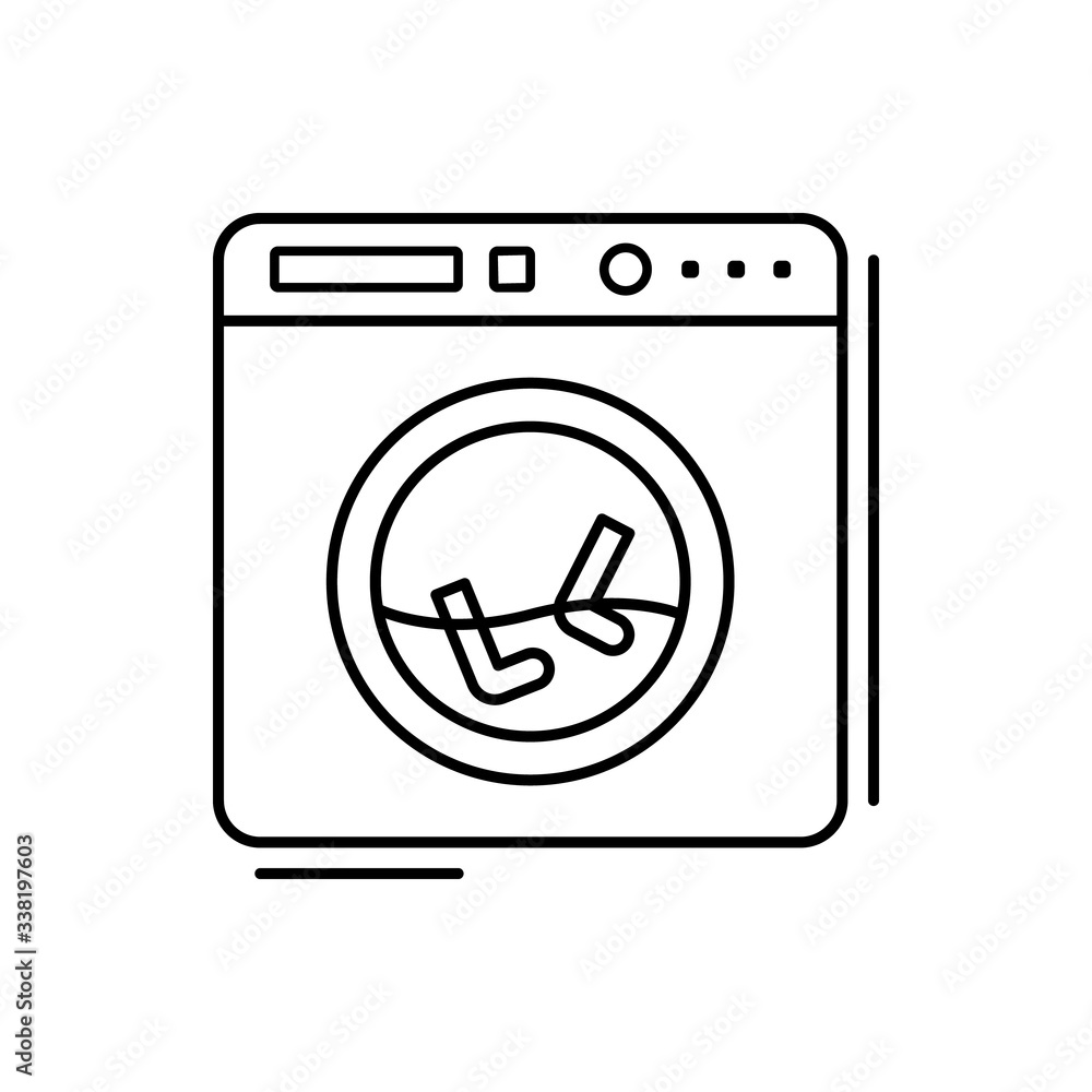 Poster washing machine, kitchen icon. simple line, outline vector elements of kitchen object for ui and ux,