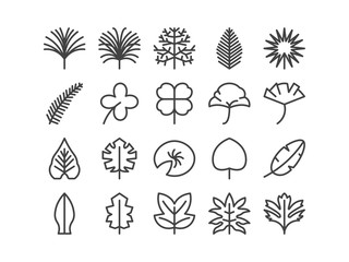 Leaf Outline line Icon Set Spring Concept Minimal Style Illustration Vector EPS 10. Editable Stroke