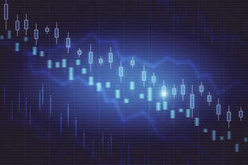 Falling stock exchange statistics hologram on virtual  screen.