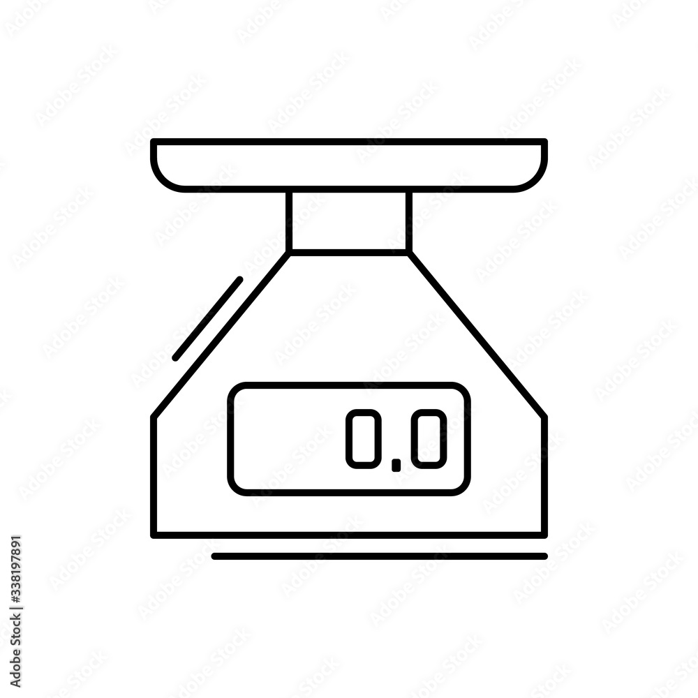 Poster scale icon. simple line, outline vector elements of kitchen object for ui and ux, website or mobile 