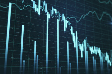 Falling stock exchange statistics on screen.