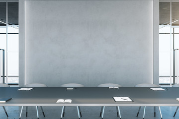 Meeting office room with blank wall,