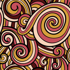 Abstract hand drawn doodle thin line wavy seamless pattern. Curly linear sky or sea messy background. Vector illustration. 