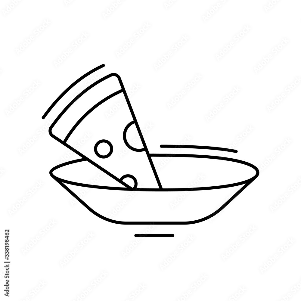 Poster pizza, plate icon. simple line, outline vector elements of kitchen object for ui and ux, website or 