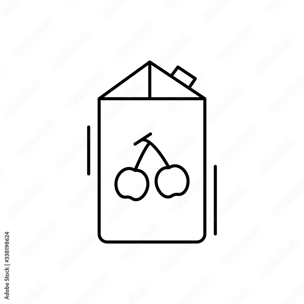Poster cherry juice, fridge icon. simple line, outline vector elements of kitchen object for ui and ux, web