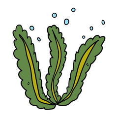 Cute cartoon doodle seaweed isolated on white background. Underwater nature. Vector illustration. 
