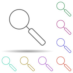 Magnifier multi color icon. Simple thin line, outline vector of school icons for ui and ux, website or mobile application