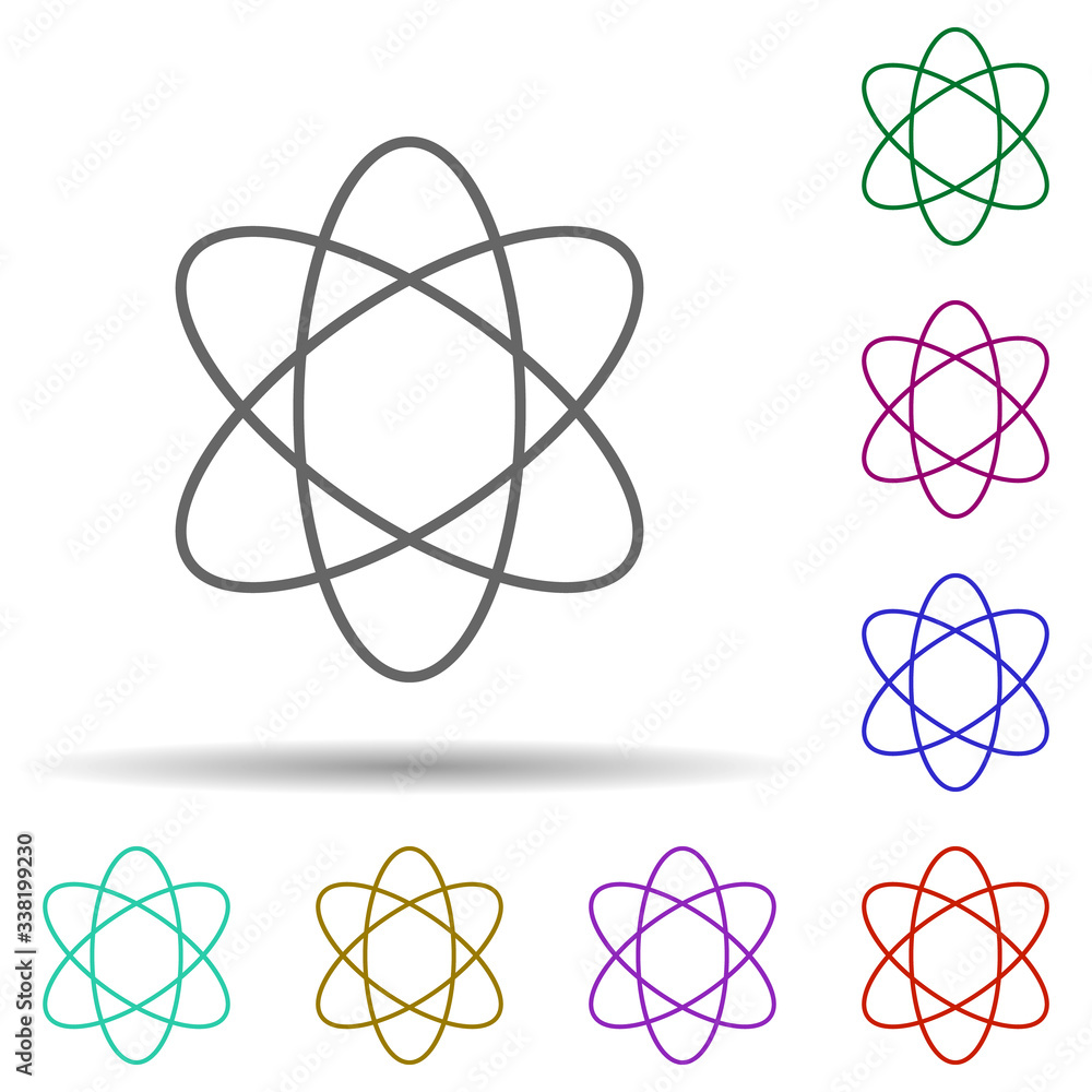 Aufkleber atom multi color icon. simple thin line, outline vector of school icons for ui and ux, website or mo