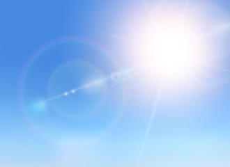 Vector sunlight special lens flare light effect. Sun flash shining with rays and spotlight. Flares and gleams rounded and hexagonal shapes.
