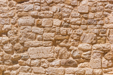 Old weathered brick ancient wall, horizontal grunge background, in the Old Town of Split, the Adriatic coast of Croatia