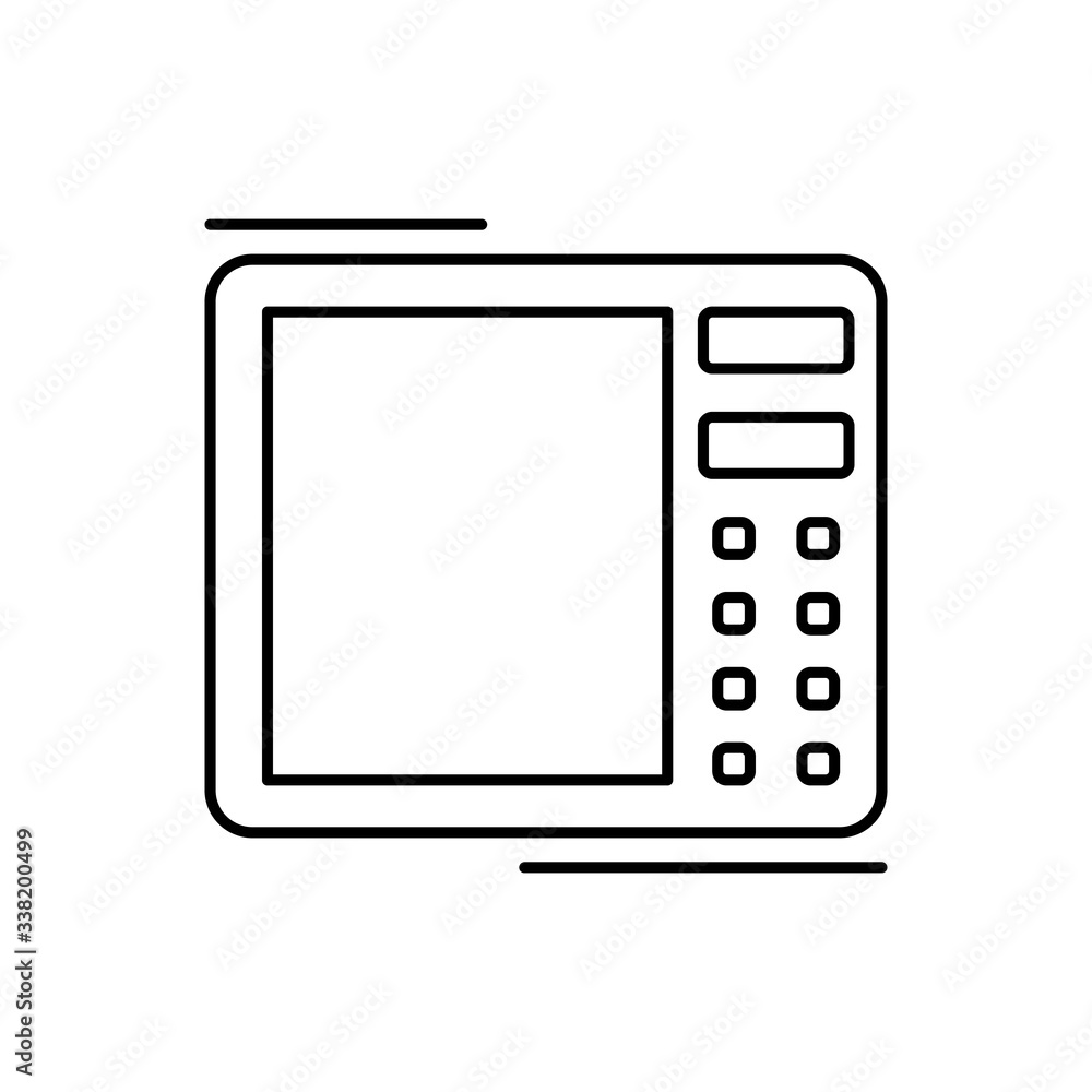 Poster microwave icon. simple line, outline vector elements of kitchen object for ui and ux, website or mob