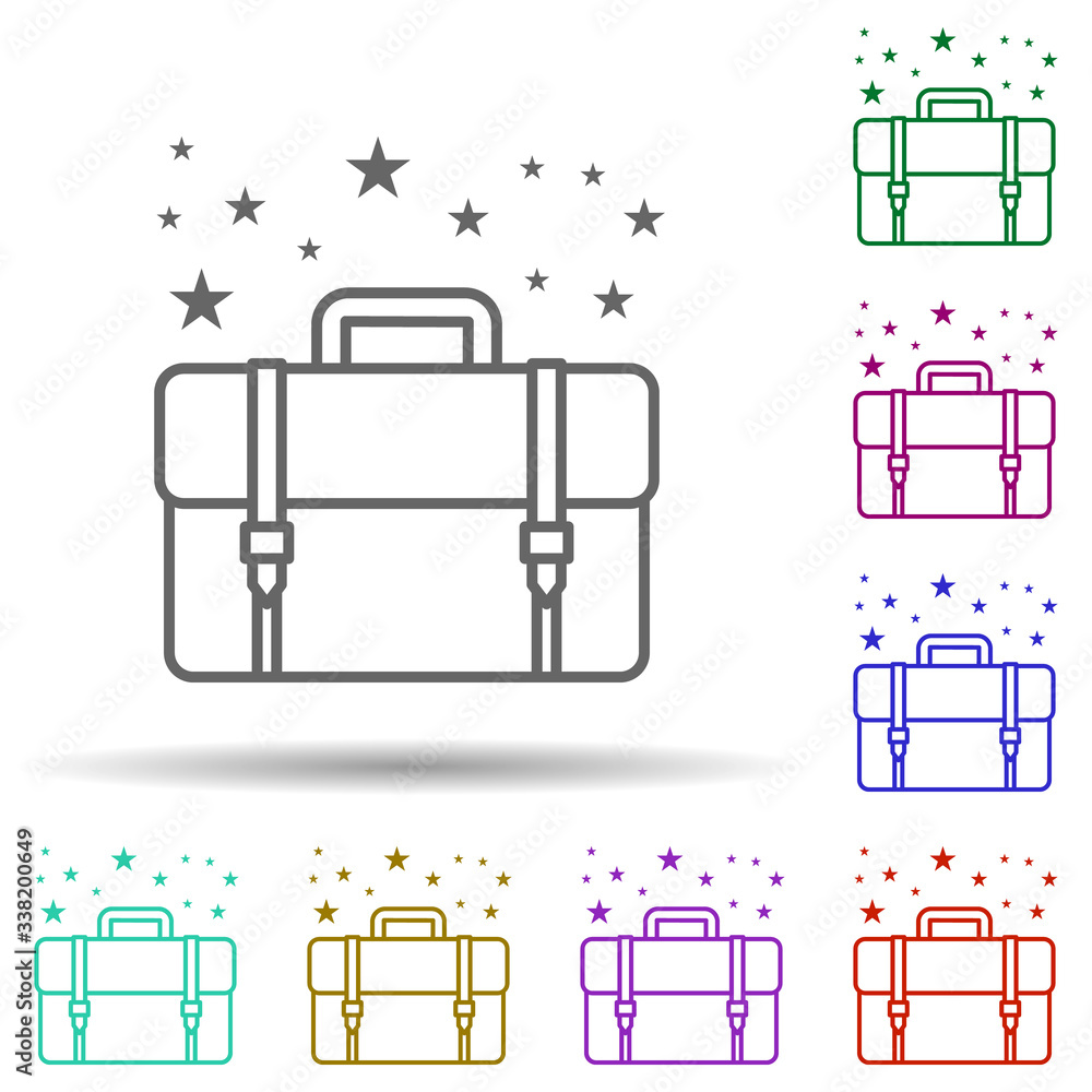 Poster bag briefcase multi color icon. simple thin line, outline vector of bags icons for ui and ux, websit