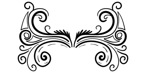 Abstract doodle curly element for design, swirl, curl. Black divider. Vector illustration.   