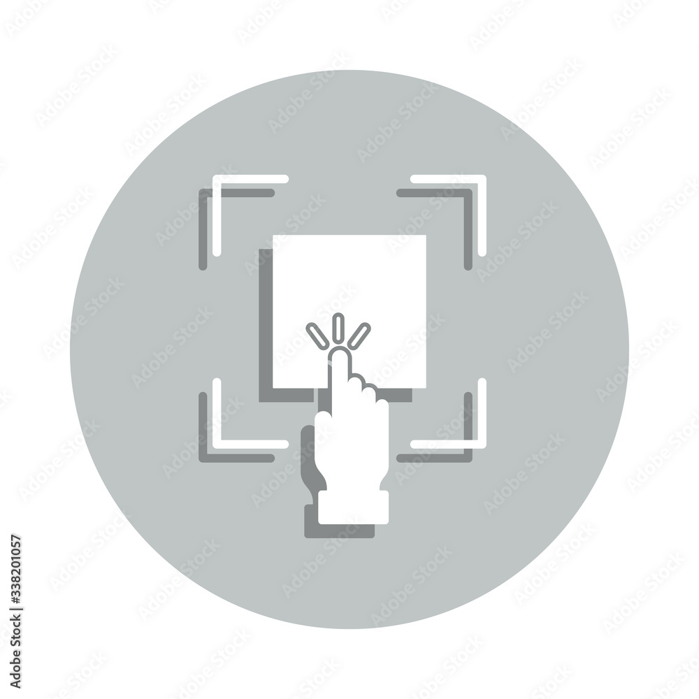 Poster click, hand, sensor badge icon. simple glyph, flat vector of business icons for ui and ux, website o