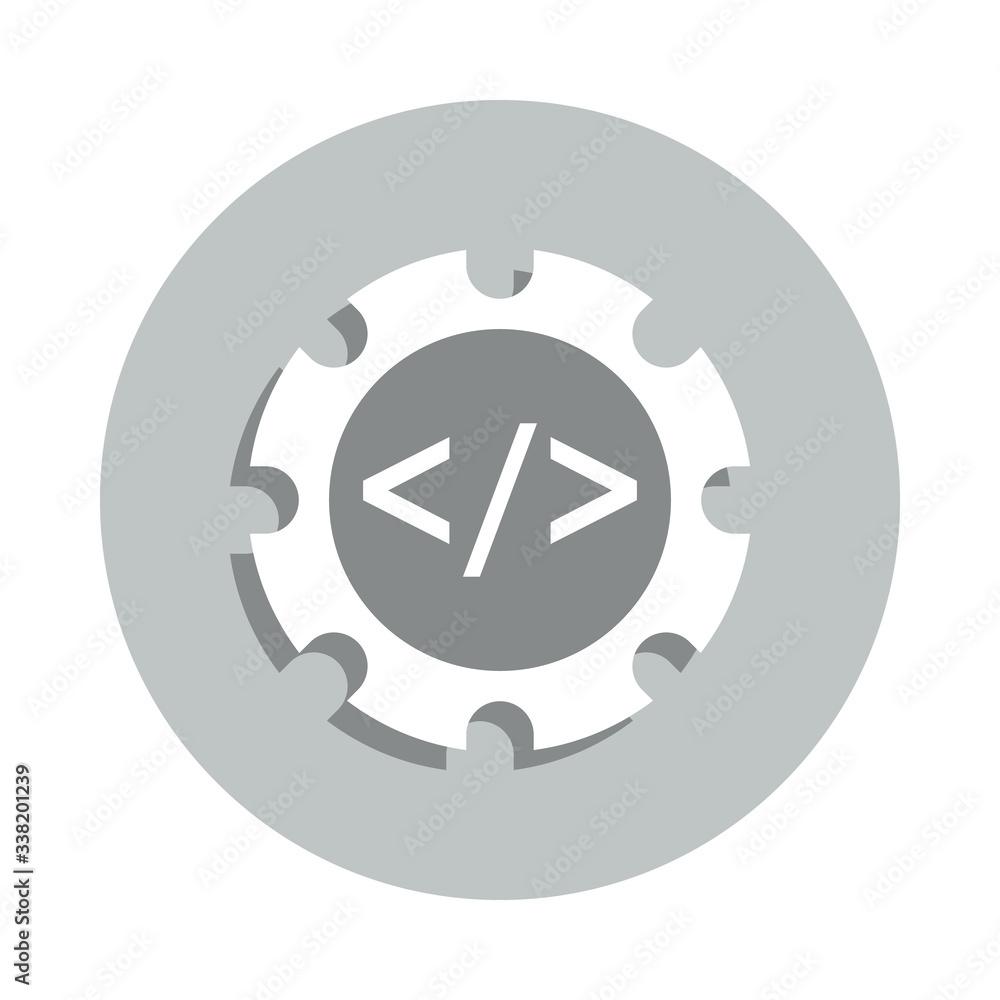 Poster gear, codding, development process badge icon. simple glyph, flat vector of business icons for ui an