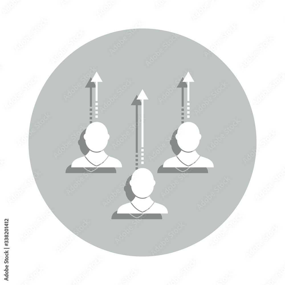 Poster development of staff, arrow up, worker badge icon. simple glyph, flat vector of business icons for u