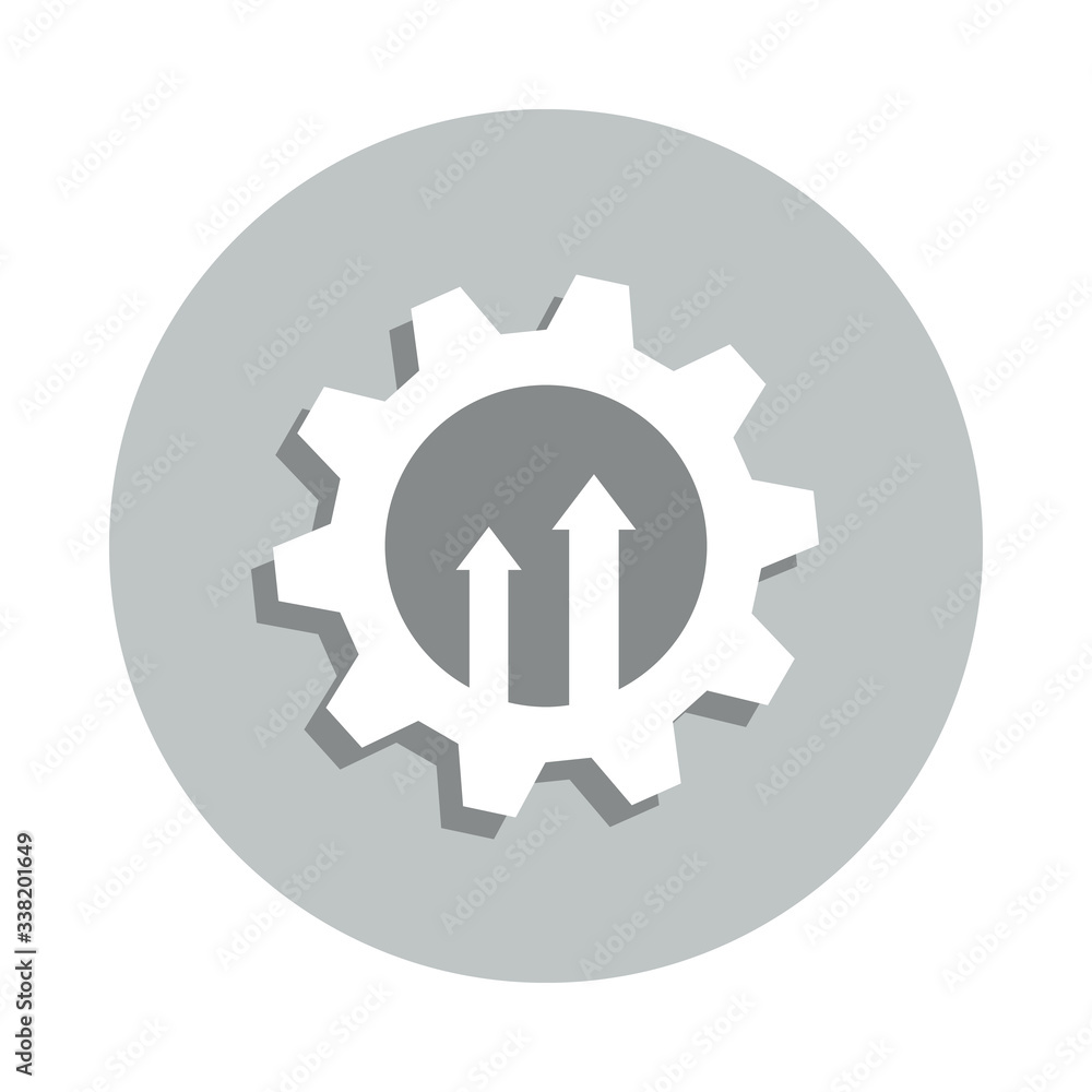 Poster gear, arrow up, system update badge icon. simple glyph, flat vector of business icons for ui and ux,