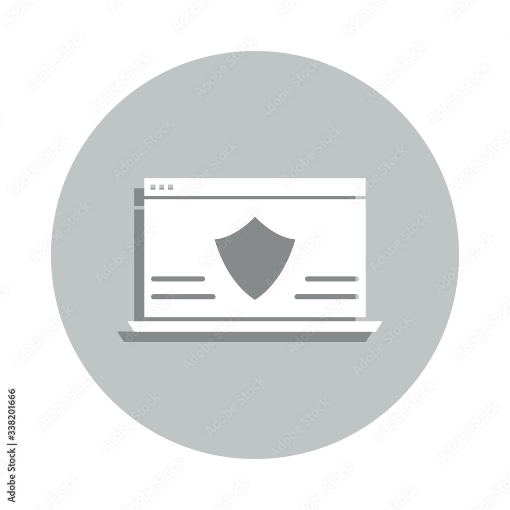 Poster laptop, shield, computer security badge icon. simple glyph, flat vector of business icons for ui and