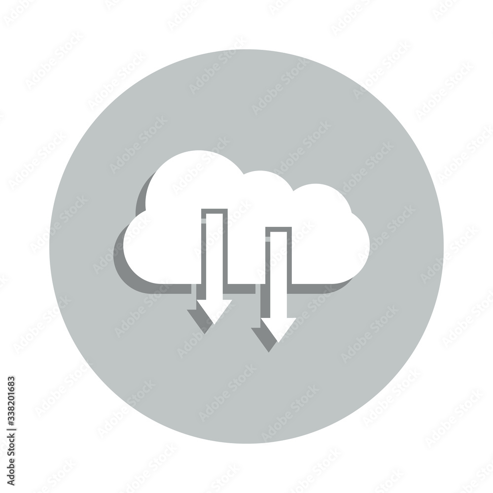 Poster cloud, arrow down, cloud access badge icon. simple glyph, flat vector of business icons for ui and u