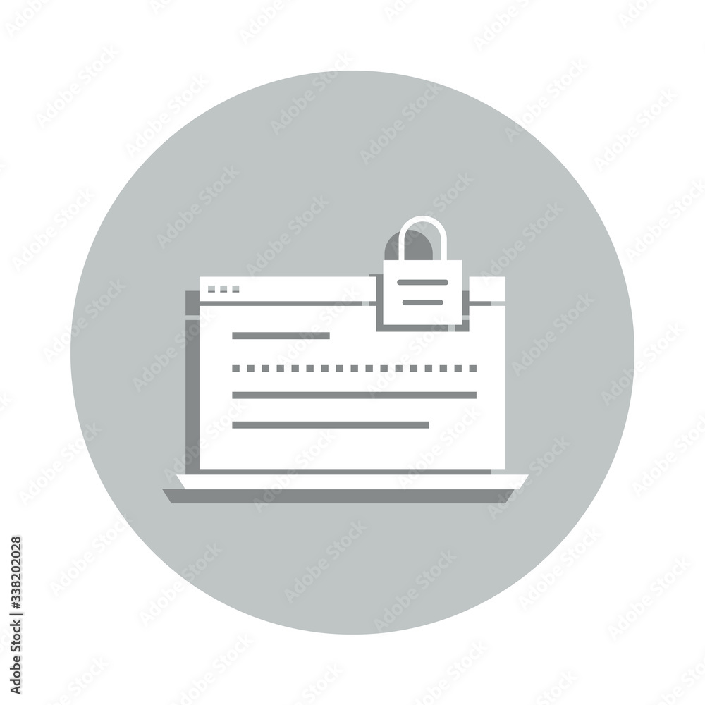 Poster laptop, lock, web browser, data security badge icon. simple glyph, flat vector of business icons for