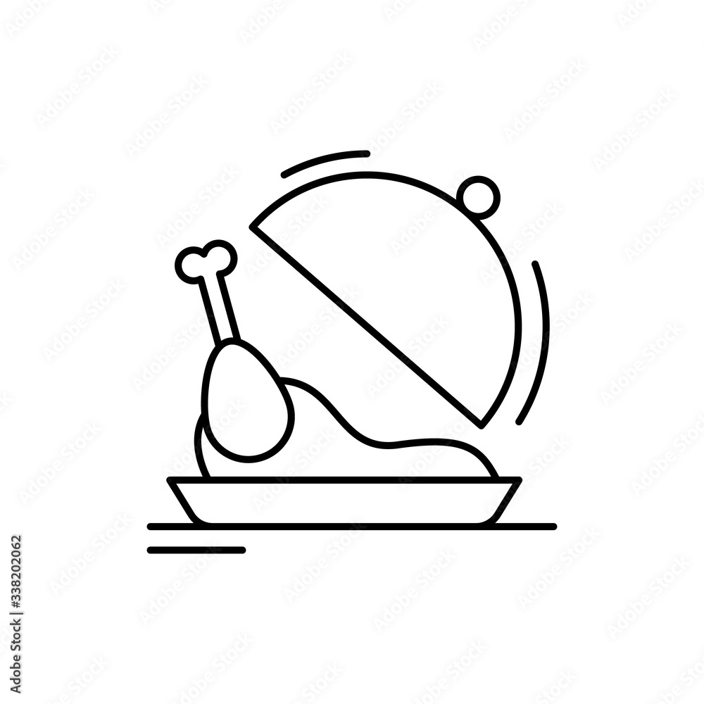 Poster grill, serve, chicken icon. simple line, outline vector elements of kitchen object for ui and ux, we