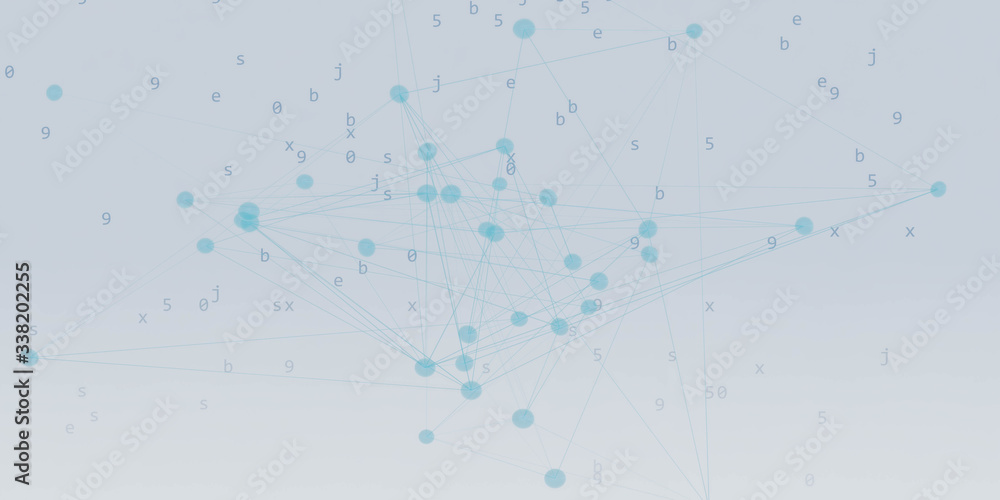 Poster big data concept blue program code white and grey background 3d render illustration